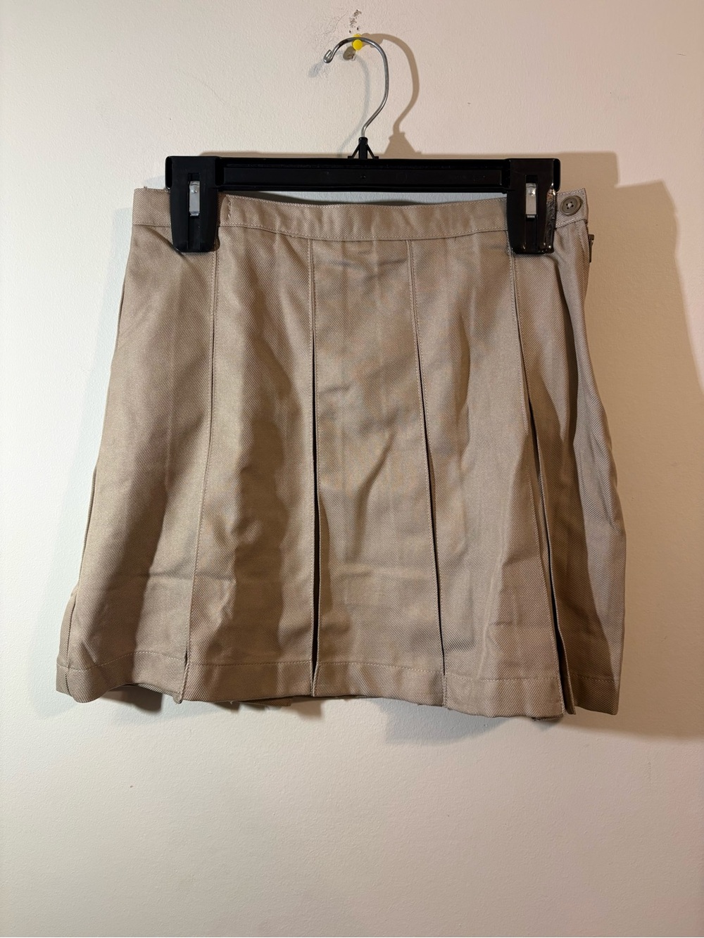 Lands' End Girls School Uniform solid box pleat skirt khaki size 12 side zip